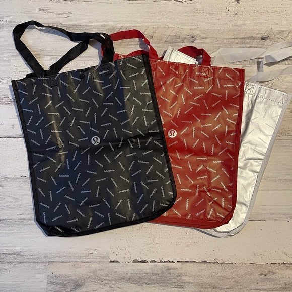 lululemon holiday bags lululemon athletica | Bags | 3 Large Lululemon Limited Edition Holiday Tote  Shopping Bags Black Silver